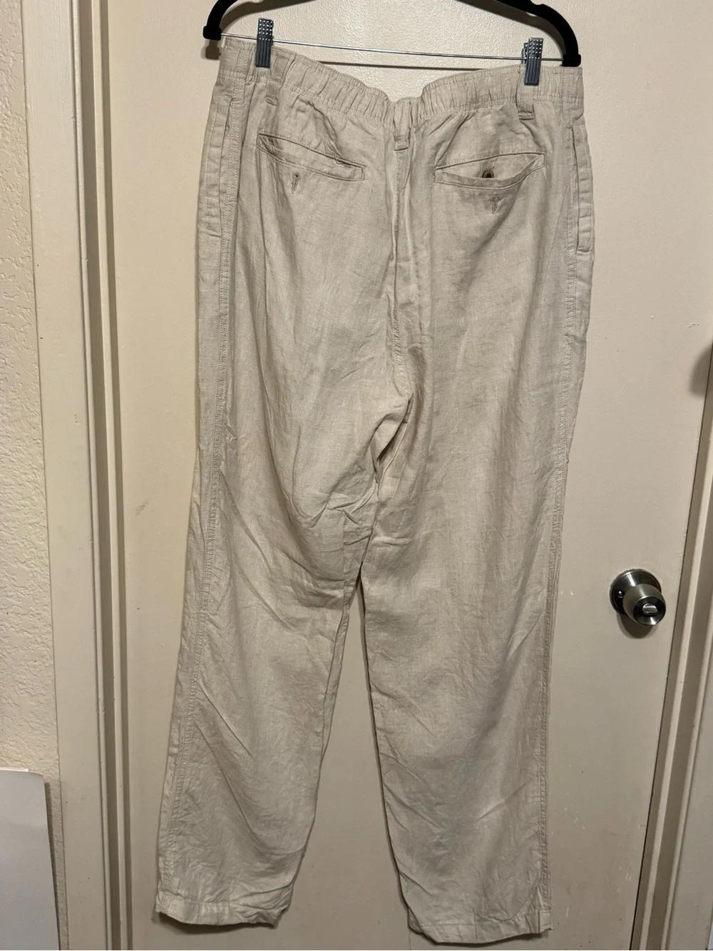 Men's Caribbean 100% Linen Casual Coastal Beach Resort EUC Pants in Light Beige